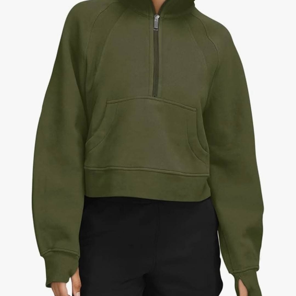 Olive Green Half-Zip Sweatshirt